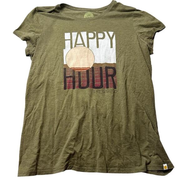 Life Is Good Green Happy Hour & Blue Sea La Vie Short Sleeve Tees Size large - Picture 7 of 14